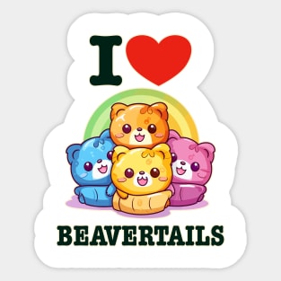 I Love Beavertails Funny Kawaii Rainbow Sticker